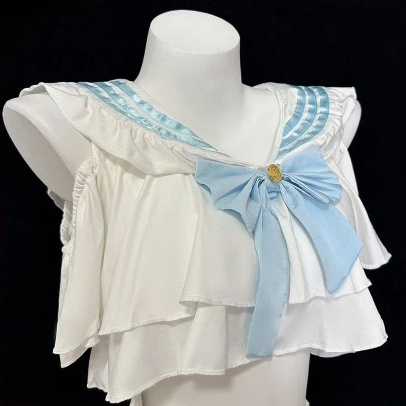 Lingerie Lolita Student Cosplay Costumes Cute Bow Top Sweet Short Skirt Role-playing SchoolSet