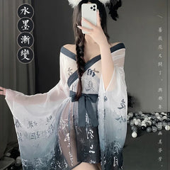 See Through Porno Kimono Lingerie Perspective Bathrobe Pajama Temptation Nightwear Long Sleeve Robes Mesh Nightgown