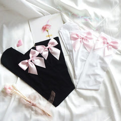 Soft Velvet Pink Bow Handmade Stockings