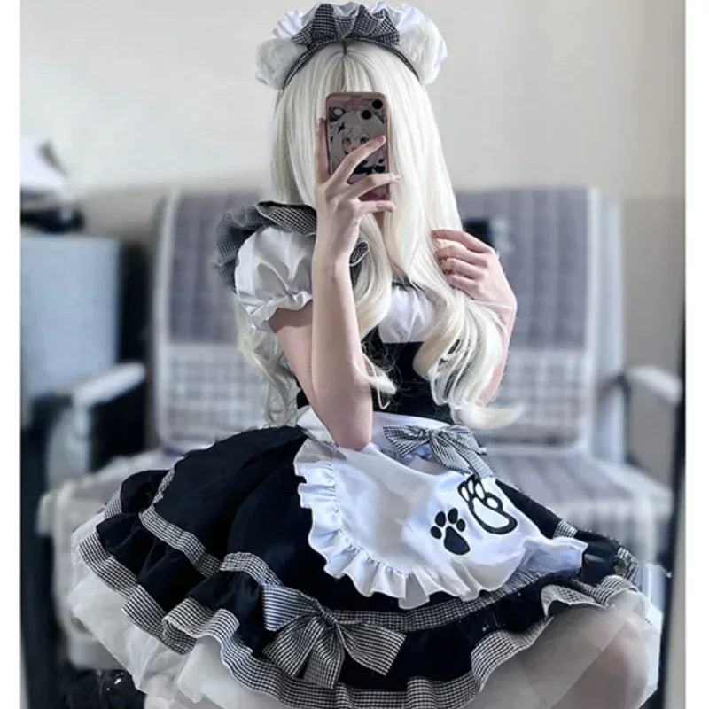 Cat Cosplay Maid Halloween Sweet Lolita Waitress Role Play School Animation Show