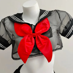 Lingerie Student Sailor SchoolCostume Pleated Mini Skirt Bow Tie Sweet Intimate