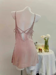 Patchwork Slim Sleepwear Satin Lingerie