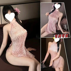 Tassel Pure Desire Sweet Fairy Short Skirt Intimate Lingerie Bandage Skirt Chiffon Outfit Couples Home Pajama