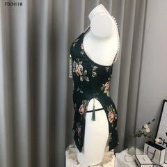 Ancient Cheongsam Skirt High Waisted Slit Pearl Slim Lingerie