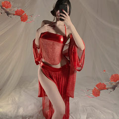 Underwear Traditional Temptation Erotic Bellyband Ancient Style Hanfu See-through Bridal Role Playing Set