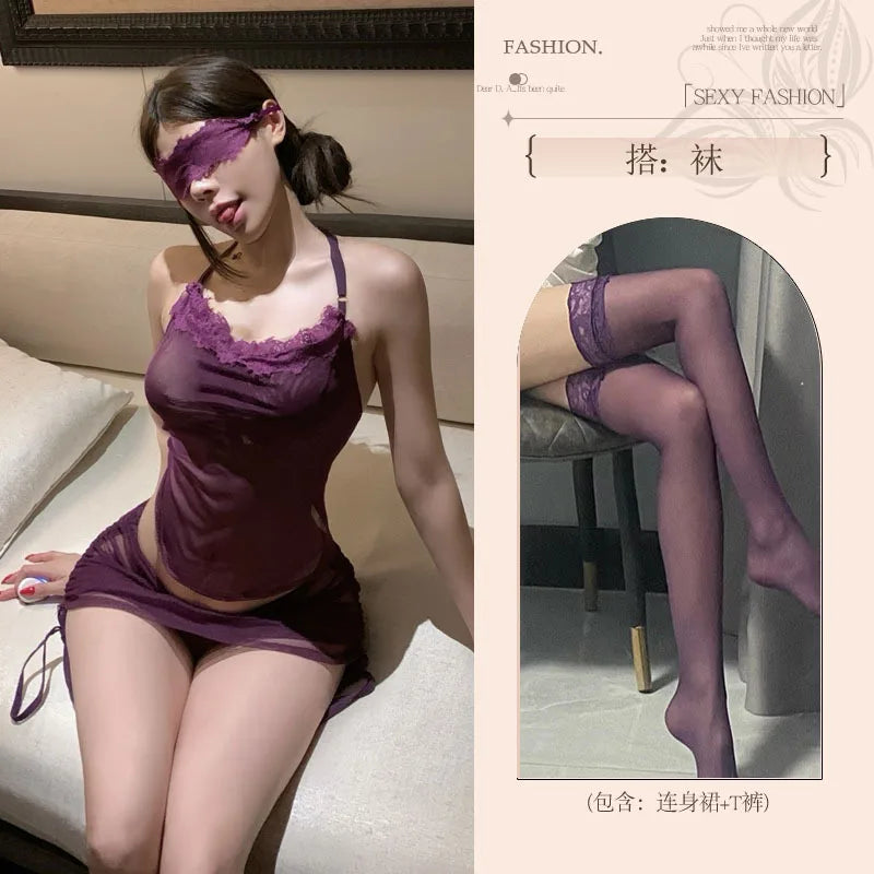 Mesh Perspective Cosplay Office Secretary OL Hip Wrap Skirt Nightclub Bar Lingerie Sleepwear Porno Bar Costumes