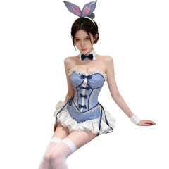 Kawaii Ruffle Bodysuit Skirt Cosplay Rabbit Costumes Cute Jumpsuit Bunny Ears Set