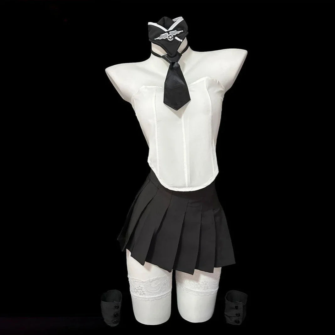 Nightclub Lingerie Secretary Stewardess Cosplay Costumes Office Lady Perspective Top Temptation Set