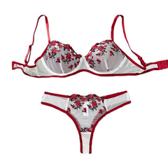 Embroidery Floral Ultra-thin Exquisite Transparent Underwear Bra Set