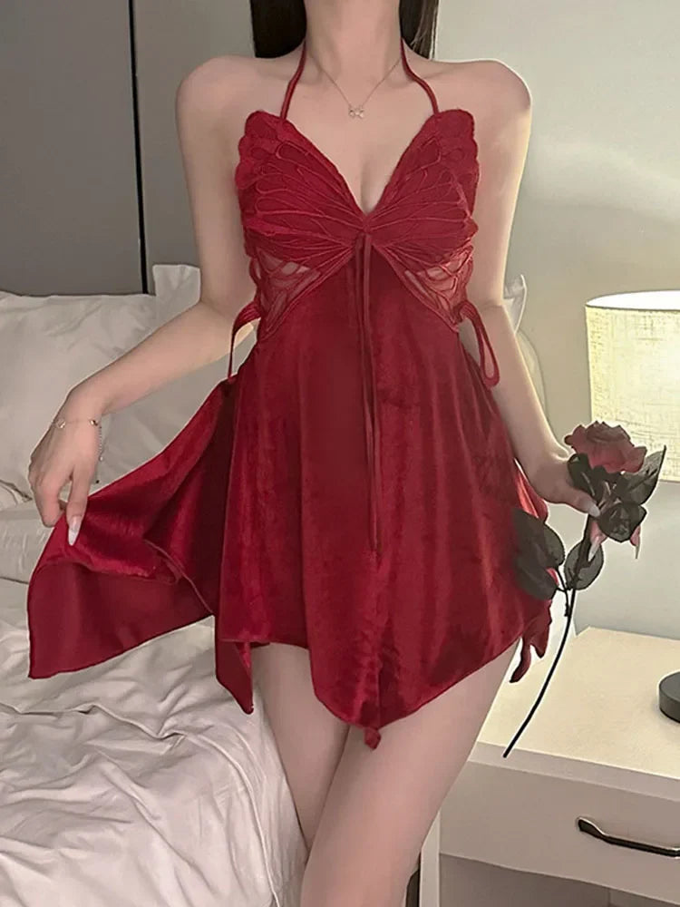 Mini Baby Doll Sleeveless Open Back Lingerie Sets