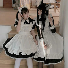 3 Style British Maid Role Play Kawaii Cartoon Apron Maid Outfits Plus Size Cosplay Costumes