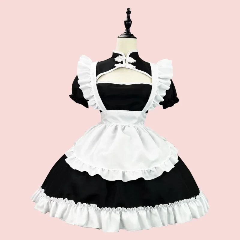 Plus Szie Black White Halloween Maids Outfit School Sweet Dress