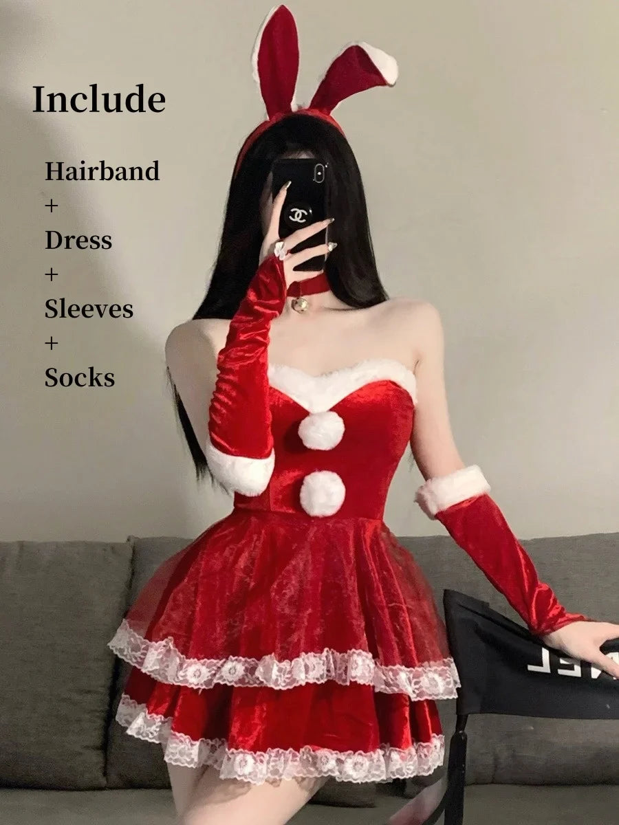 Cute Bunny Cosplay Role Play Costumes Year Open Anal Crotch Lingerie