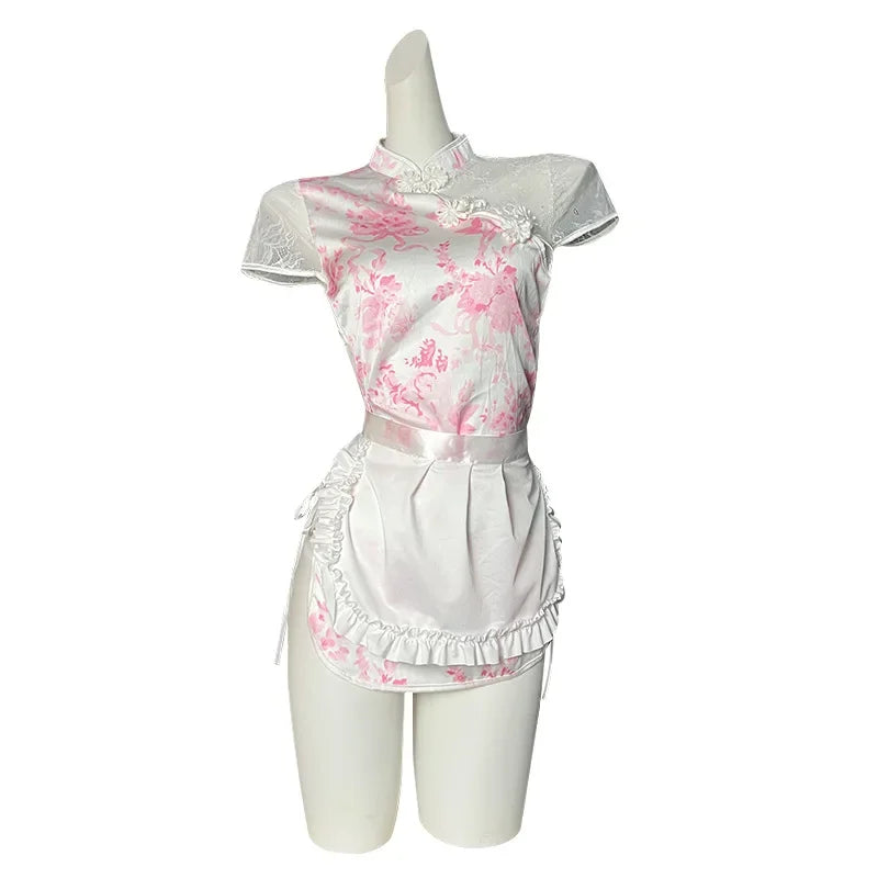 Retro Improve Cheongsam Lace Perspective Traditional Couples Flirting Pure Desire Home