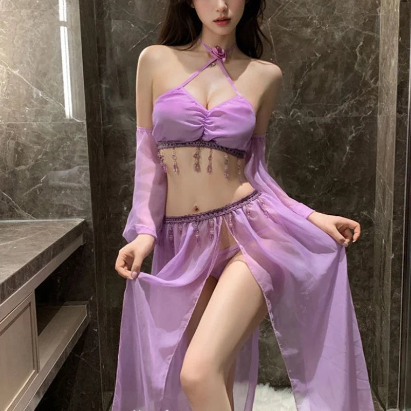 Western Style Erotic Dancer Retro Exotic Charm Costumes Traditional Ancient Dunhuang Flying Hanfu Set