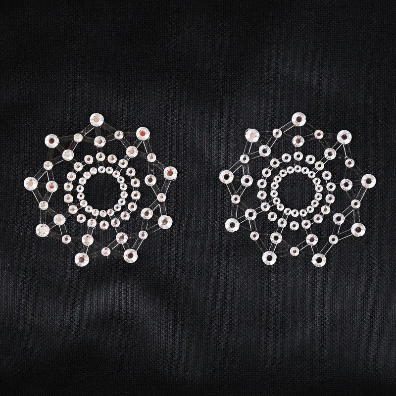 Leather Hollow-Out Breast Stickers Rhinestone Invisible Breast Bra Pad Nipple Cover Anti Emptied Chest Paste Intimate