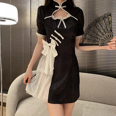 Lingerie Style Pure Desire Temptation Cheongsam Retro Skirt Traditional Improve Black Costumes