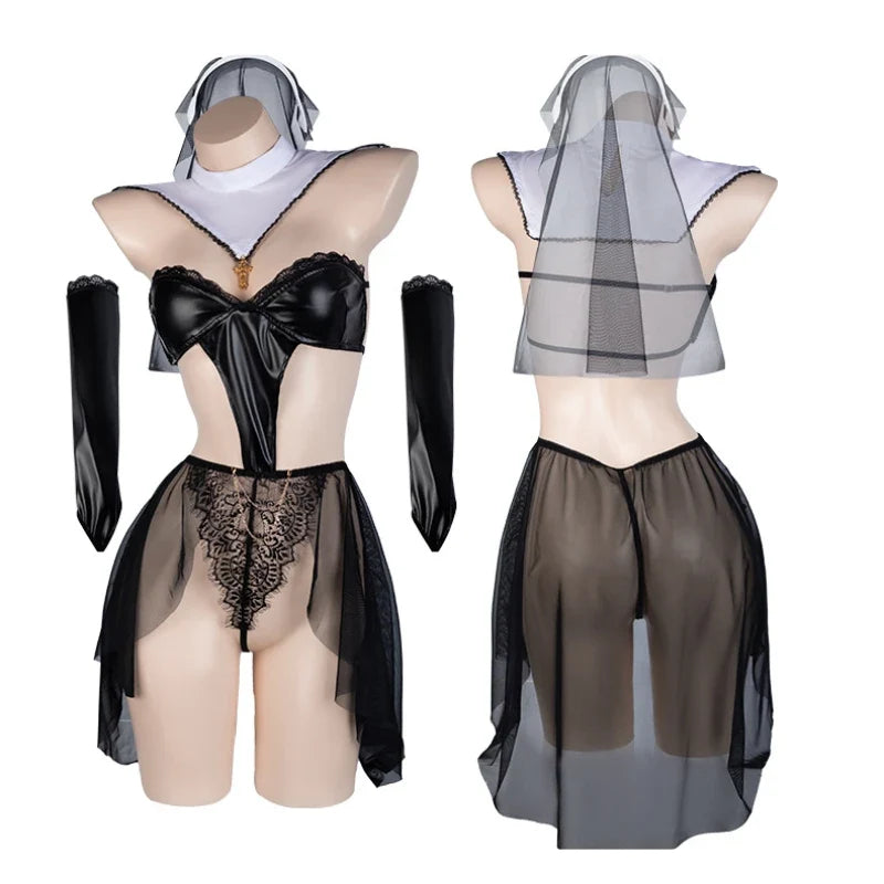 Lace Seductive Bodysuit Cosplay Nun Roleplay Lingerie
