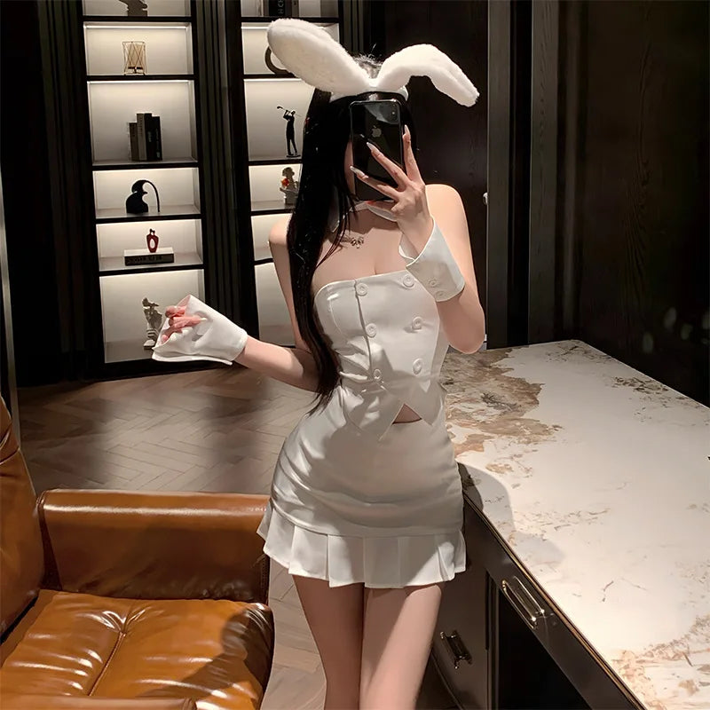 Bunny Cosplay Lingerie Tempting Couples Night Outfit Roleplay Underwear Cute Plush Rabbit Ear Costumes Adult Flirt Set