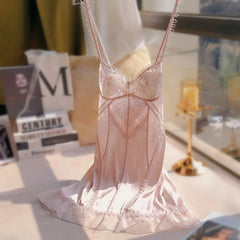 French Lace NightBeauty Back Cross Pajamas Sleepshirts High Quality Suspender Nightgowns Chest Pad
