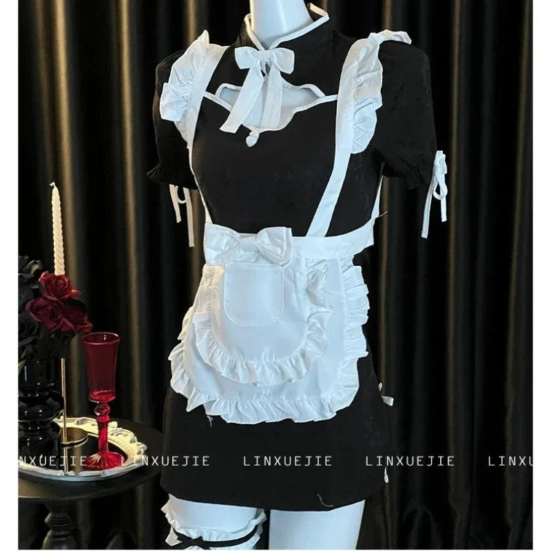 Cheongsam Halloween Maid Cosplay Costumes Sweet Lolita Cat Hollow Maid Outfit
