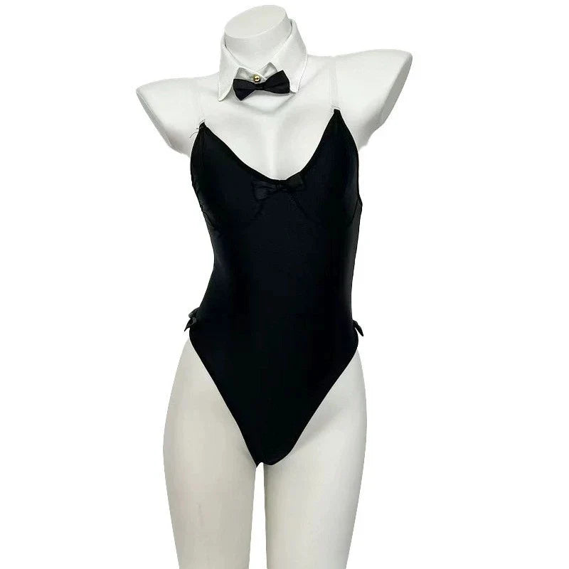 Rabbit Cosplay Lingerie Suspender Bodysuit Pajamas bow collar Decoration jumpsuit bunny Ears Headwear