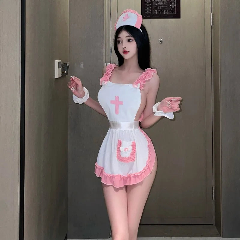 Maid Cosplay Costumes Lace Lingerie Nurse Bar Outfit French Apron Servant Naughty