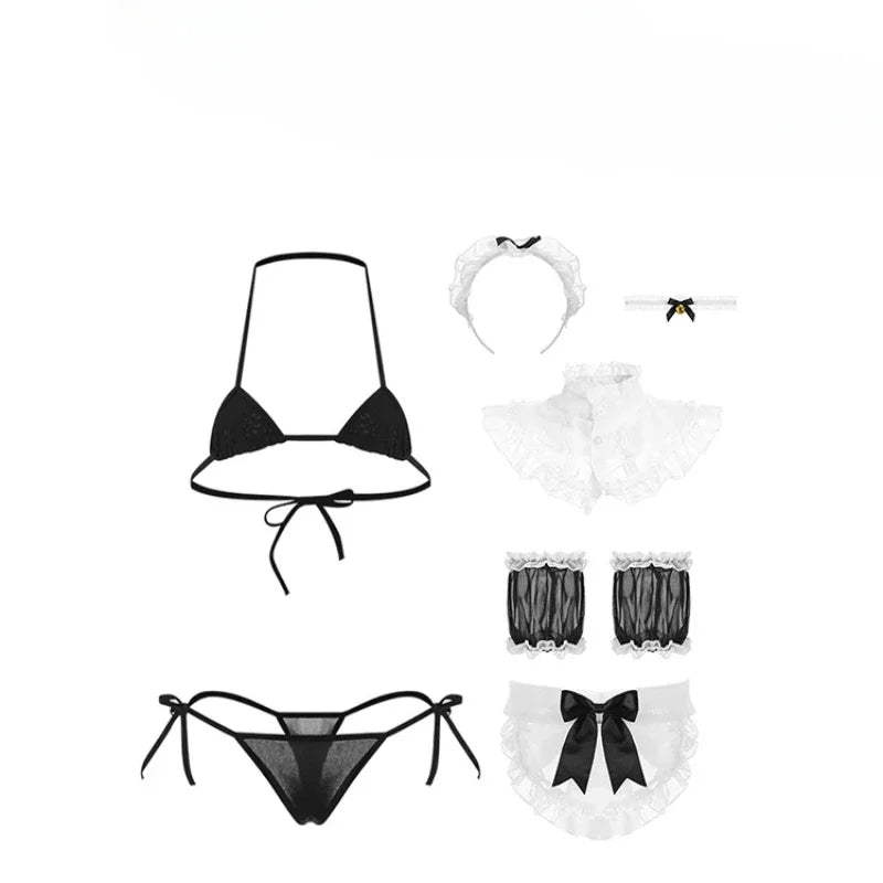 Erotic Three Point Lingerie Maid Cosplay Costumes