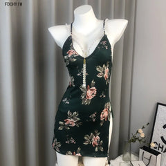 Ancient Cheongsam Skirt High Waisted Slit Pearl Slim Lingerie