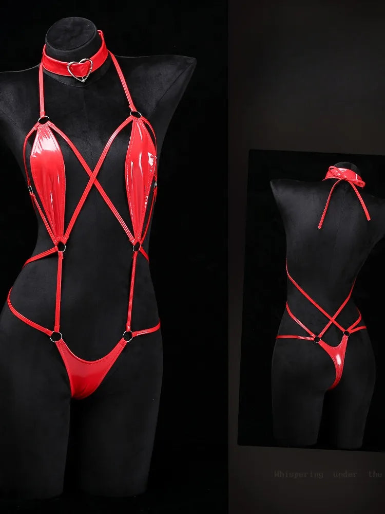 Lingerie Cosplay Uniforms Hollow Bikini One Piece Bodysuit Erotic Lingerie Body Socks Set