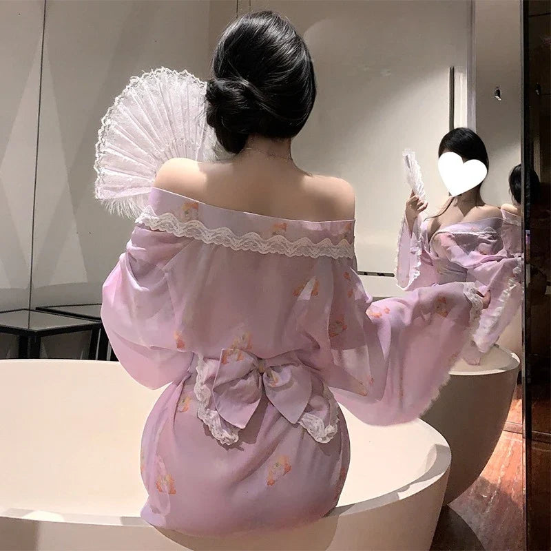 Cute Bow Kimono Pure Desire Cosplay Set