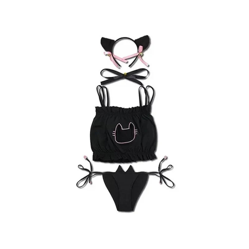 Cute Cat Cosplay Cartoon COS Costumes School Student Bra