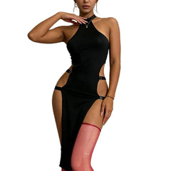 Lingerie Solid Color Pullover Sleeveless Hollow Slit European