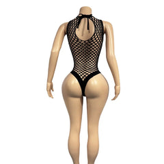 Erotic Bodysuit Fishnet Crotchless Bodystockings Black Hollow Out Lingerie