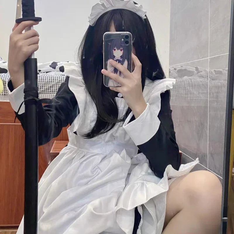 3 Style British Maid Role Play Kawaii Cartoon Apron Maid Outfits Plus Size Cosplay Costumes