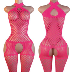 Outfit Fishnet Bra Panty One Piece Crotchless Tights High Stretch Body Stockings Erotic Costume Porn Underwear