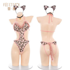 Cute Leopard Cos Erotic Wild Beauty Lingerie Cat Cosplay Bodysuit Porno Bar Role Play Party Performance Costume