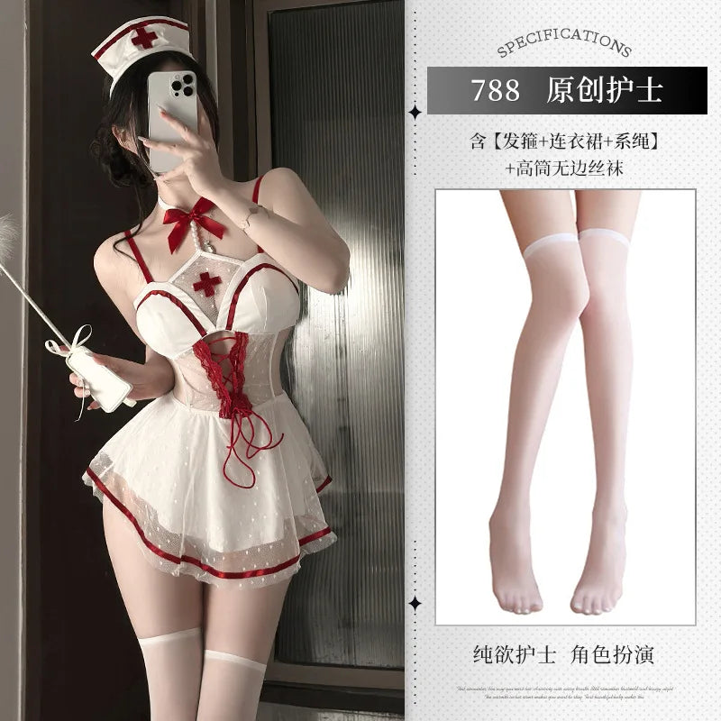 Lace Lingerie Roleplay Nurse Naugty Party Cosplay Doctor Backless Couple Spicy Flirt Costumes