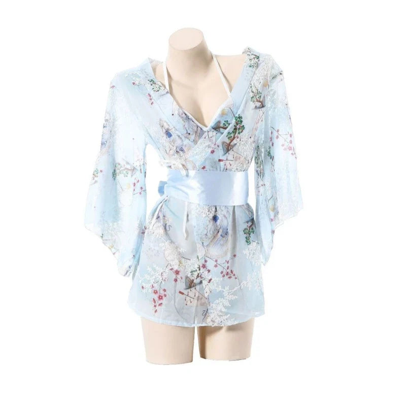 Erotic Lingerie Kimono Cosplay Maid Charm Costume Porno Bathrobe Open Pajamas Couples Flirt Clothing