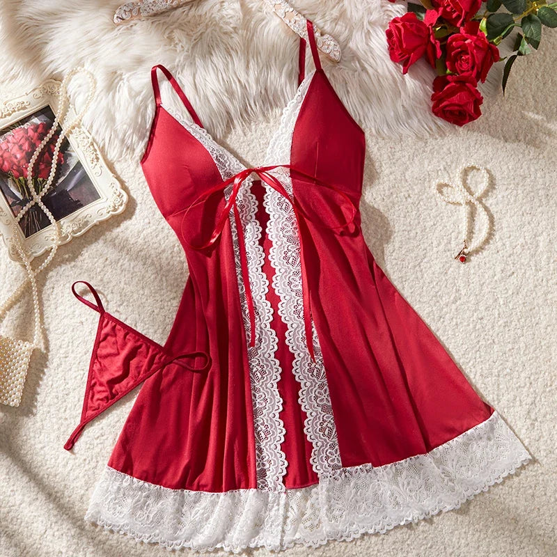 Strap Solid Color Lace Skirt Open Chest Underwear Underwear Set