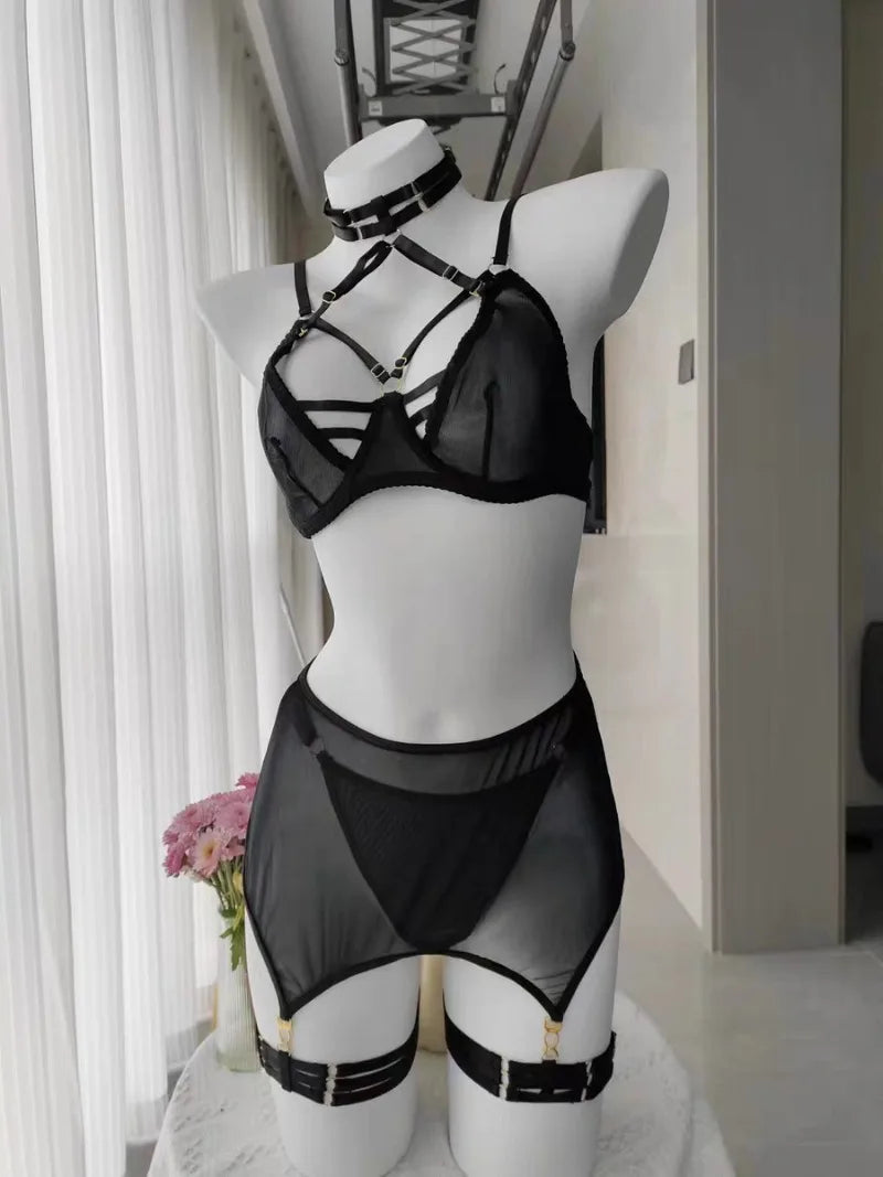 Gauze Lingerie Cut Out Bra Kit Push Up Underwear Seamless Intimate Erotic Brallette
