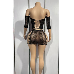 Hot Short Bodycon Lingerie Erotic Fishnet Hollow Out Sheer Underwear Costume Trendy Set
