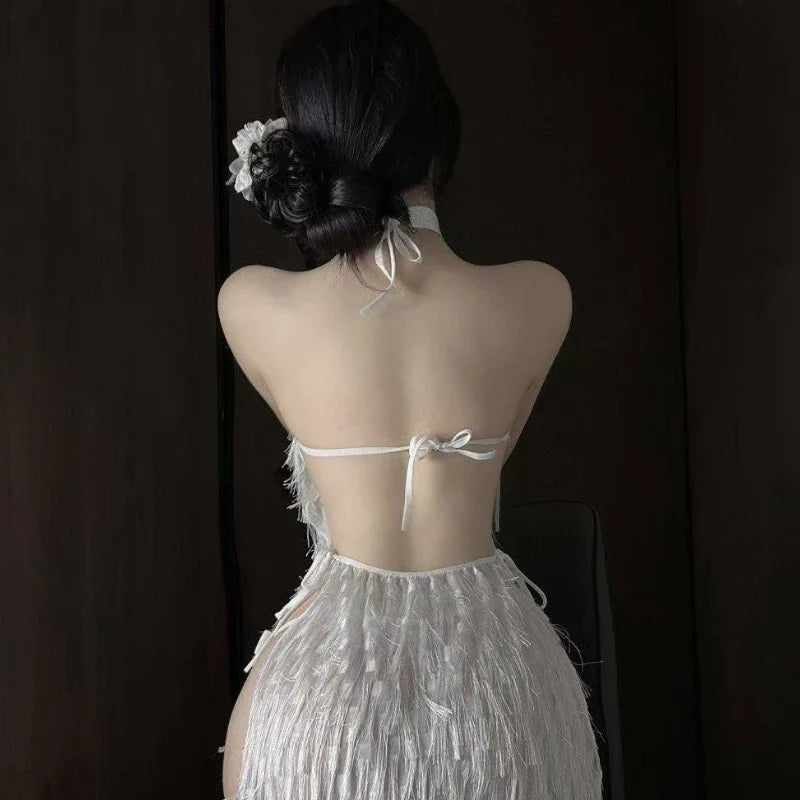 Tassel Pure Desire Sweet Fairy Short Skirt Intimate Lingerie Bandage Skirt Chiffon Outfit Couples Home Pajama