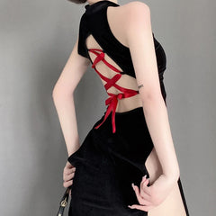 Hot Slit Cheongsam Tempting Backless Style Traditional Improved Exotic Costumes