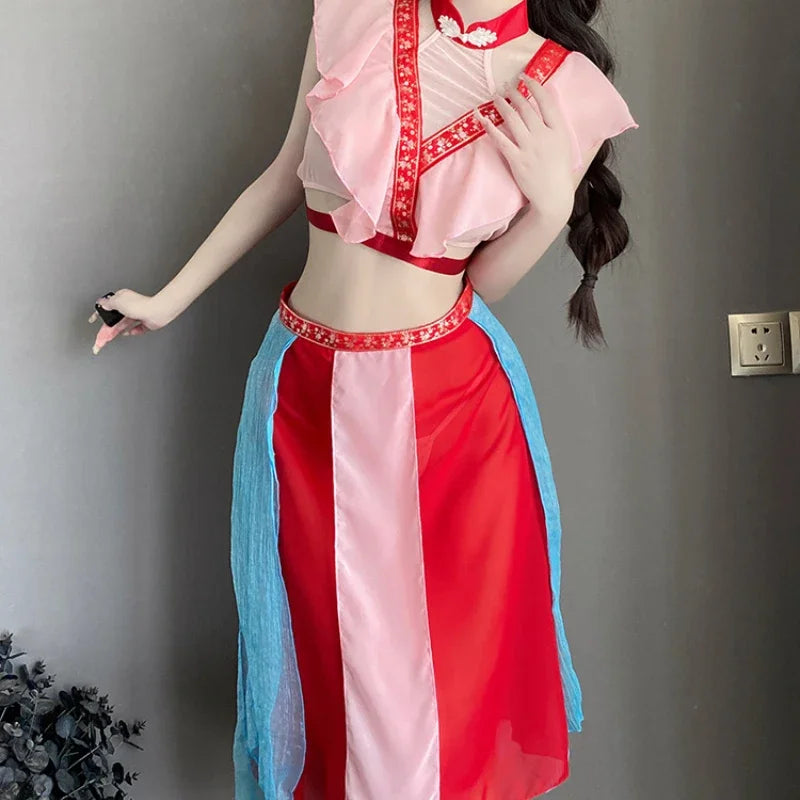 Erotic Hanfu Traditional Top Skirt Vintage Pajamas Halloween Carnival Dancer Cosplay Costumes