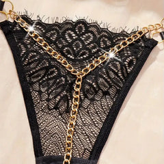 Chain Blacks Panties Beading Lingerie Female Underwear Low Waist G-string Bragas Mujer Lencería