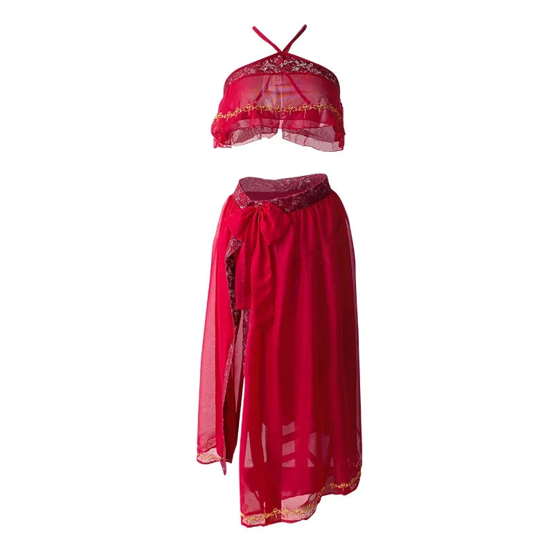 Cosplay Bride Wedding Red Traditional Temptation Hanfu Shawl Top Long Skirt Set