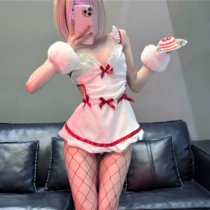 Backless Apron Role-playing Maid Erotic Costume Bandage Set