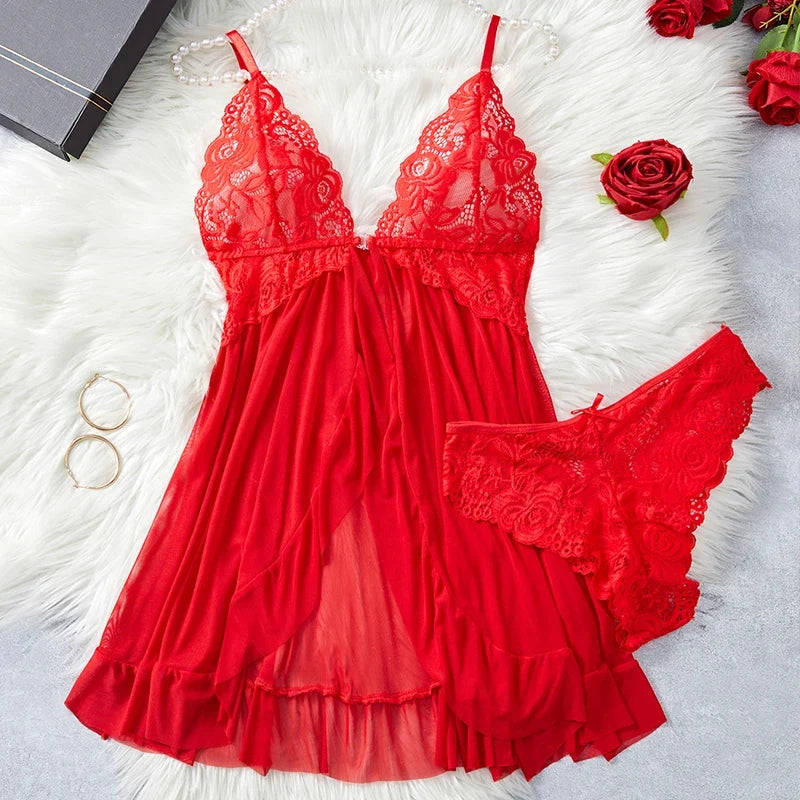 Perspective Pajamas Two-piece Sleepwear Nightgown Underwear Set