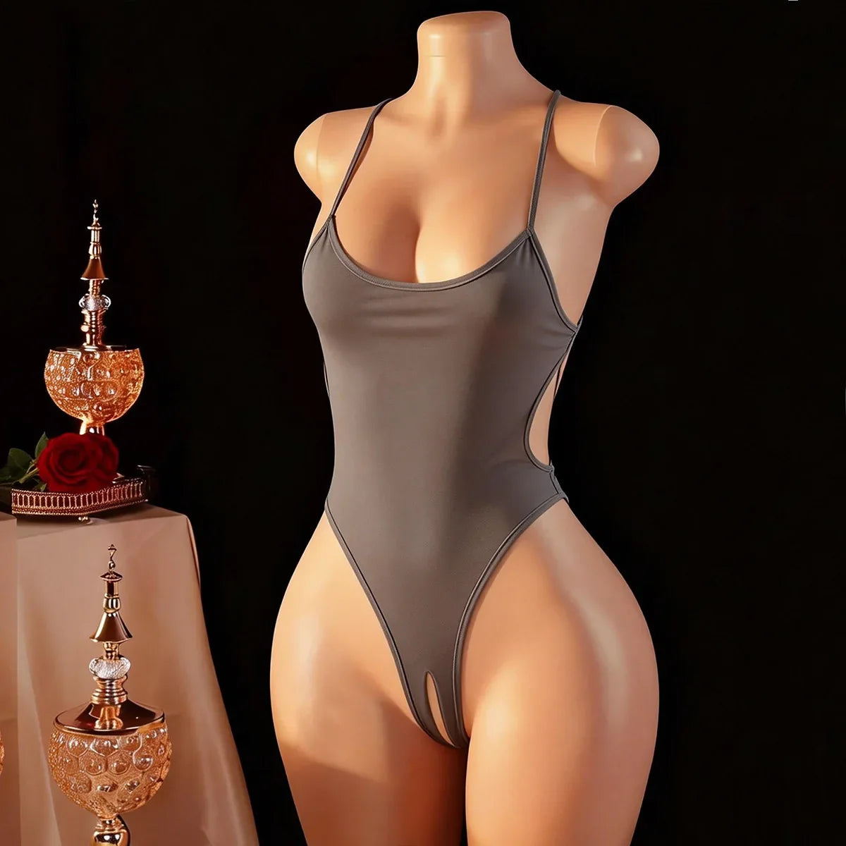 Adult Bodysuit Open Butt Seduction Lingerie Maid Costume Role Play Crotchless  Underwear